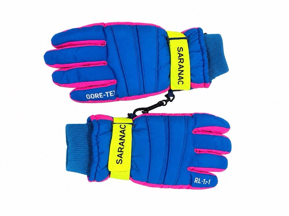 Vintage 80-90’s Colors SARANAC Ski Gloves NEON Pink & Blue Men’s Medium NWOT